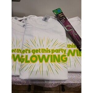 4 Birthday, Lets Get This Party Glowing T-Shirts Youth Size  Lrg  Pack Of 4 Neon